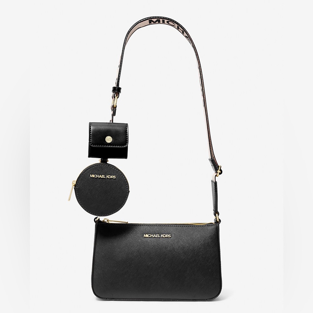 Michael Kors Jet Set Saffiano Leather Crossbody Bag w/ Case for Apple AirPods